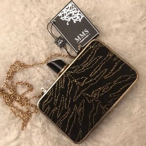 Black velvet with gold chain clutch/purse